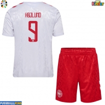 Dänemark Rasmus Hojlund #9 Auswärts Trikotsatz Kinder EM 2024 Kurzarm (+ Kurze Hosen)